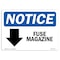 Signmission OSHA Notice Sign, 10" Height, Rigid Plastic, Fuse Magazine (Down Arrow) Sign With Symbol, Landscape OS-NS-P-1014-L-12974 - alternate 1